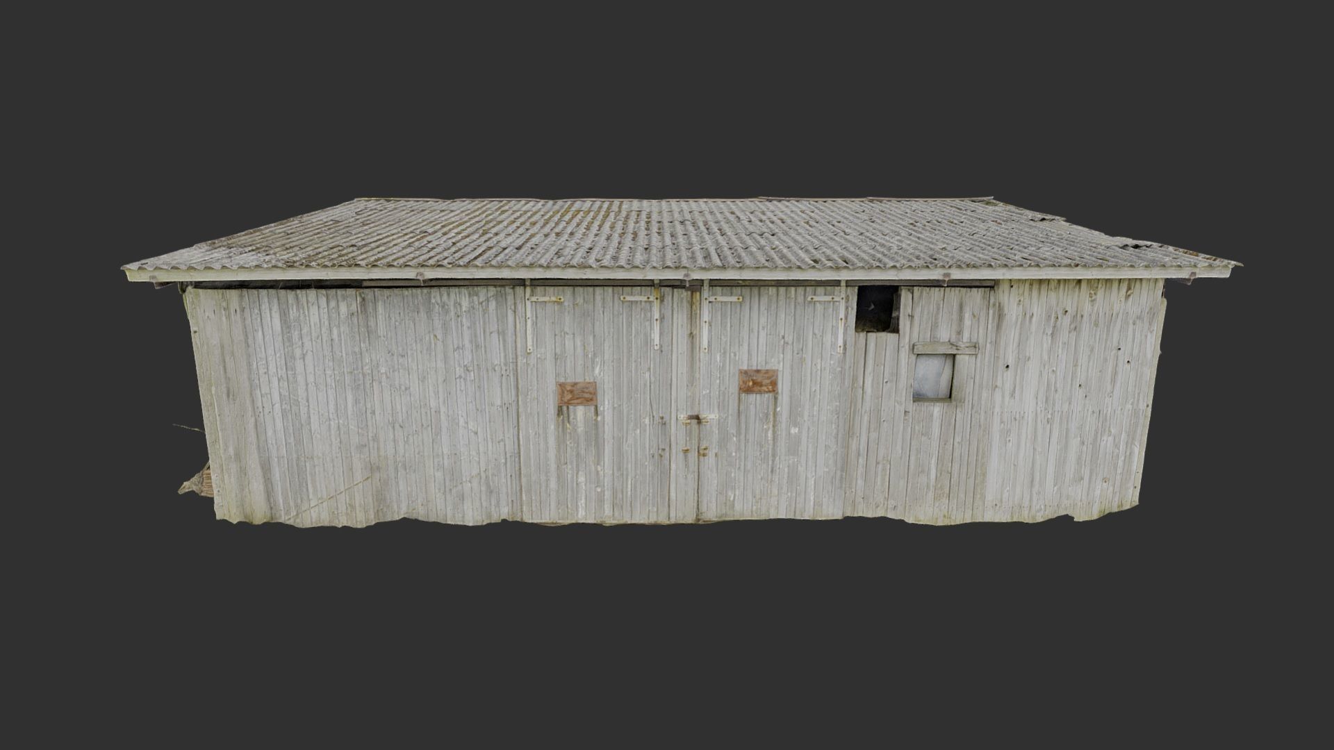 Old wooden barn with a big gates 3D model_2