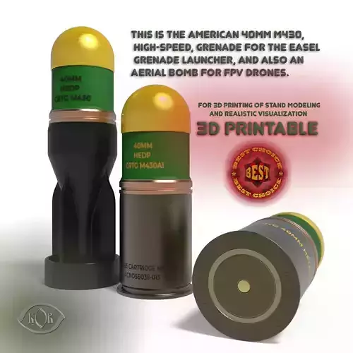M430 40mm Projected Grenade Bomb for FPV drones  Shell Cartridge 3D model
