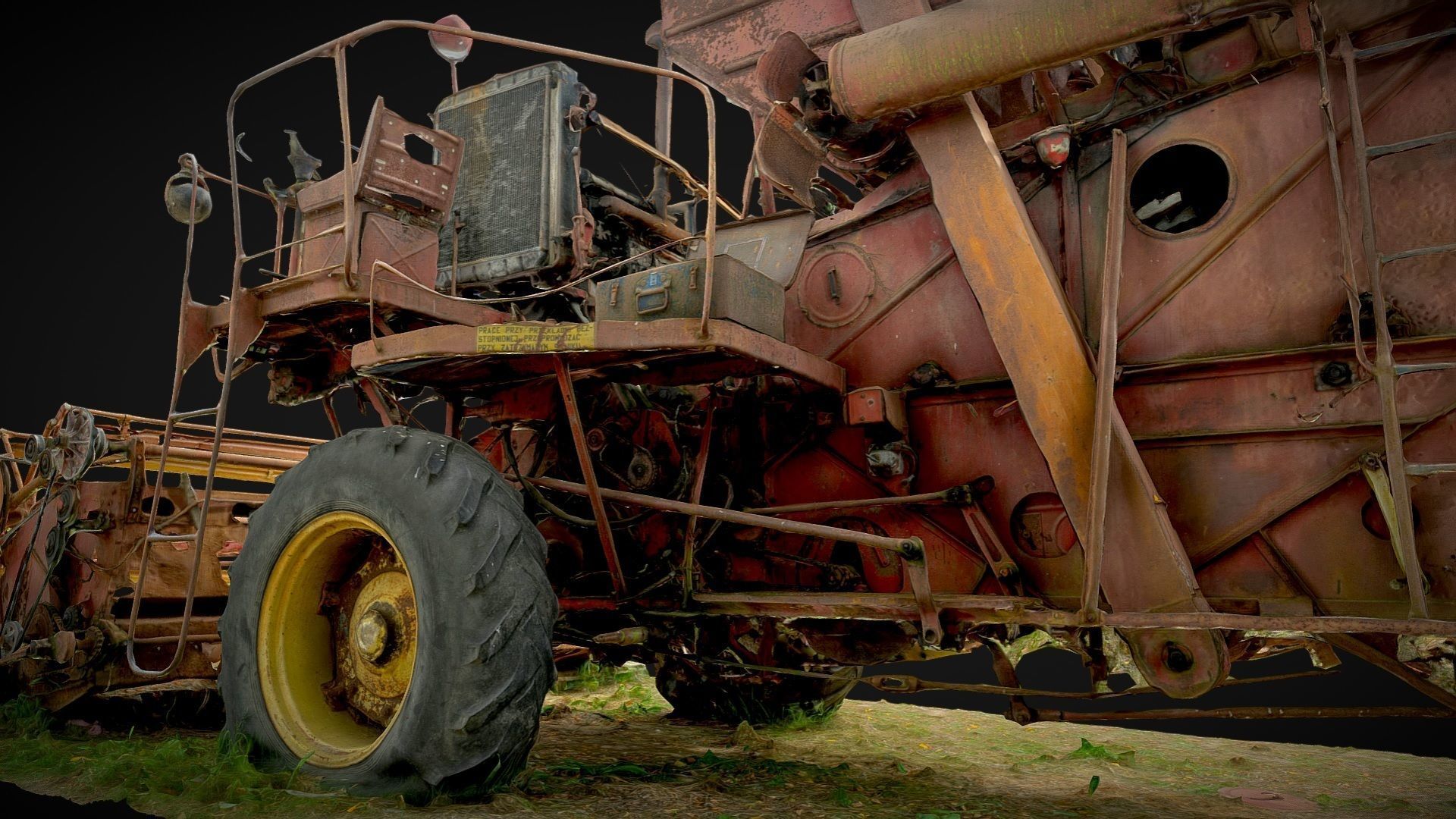 Old rusty combine harvester 3D model_5