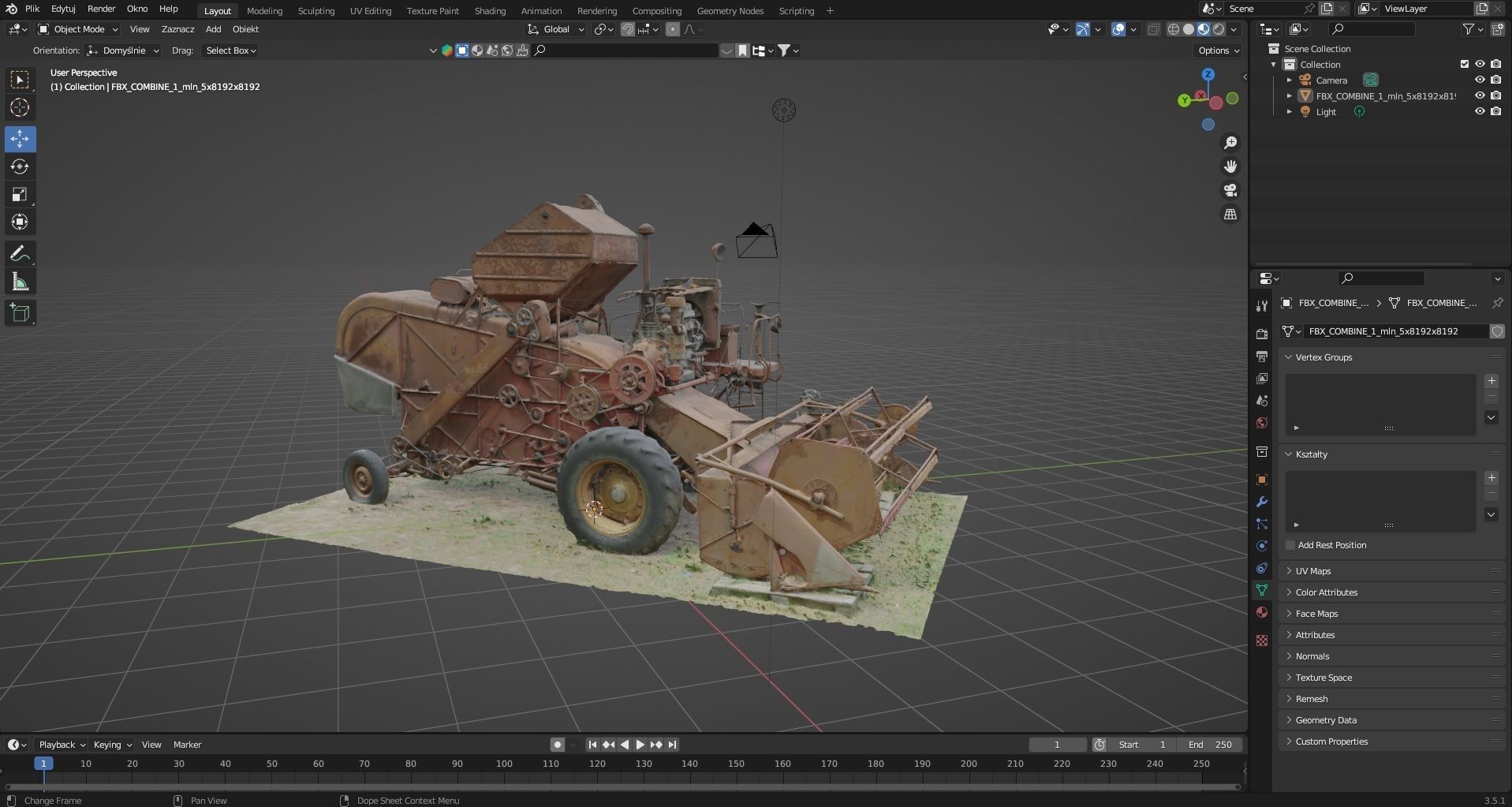 Old rusty combine harvester 3D model_12