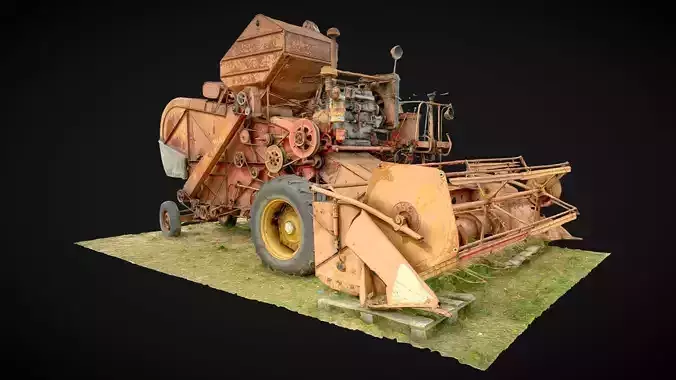 Old rusty combine harvester 3D model