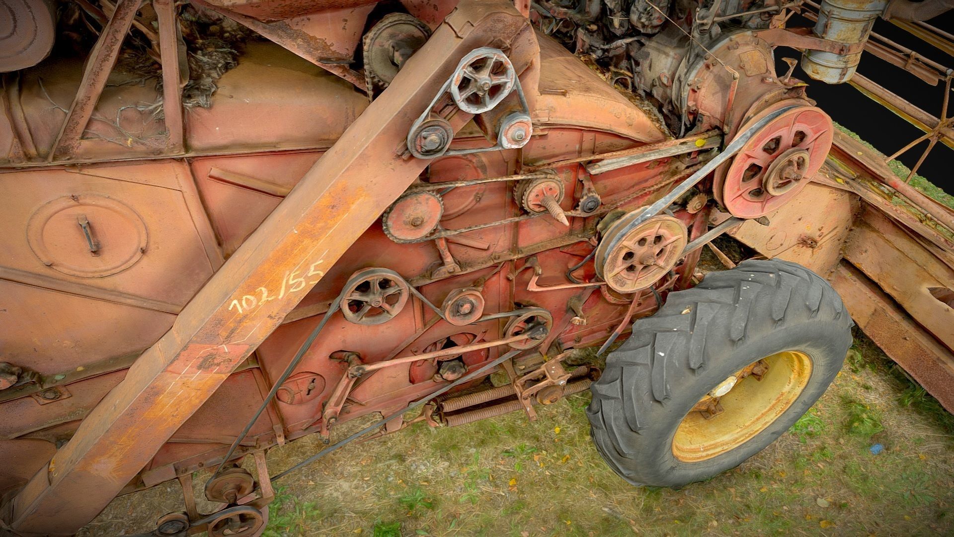 Old rusty combine harvester 3D model_6