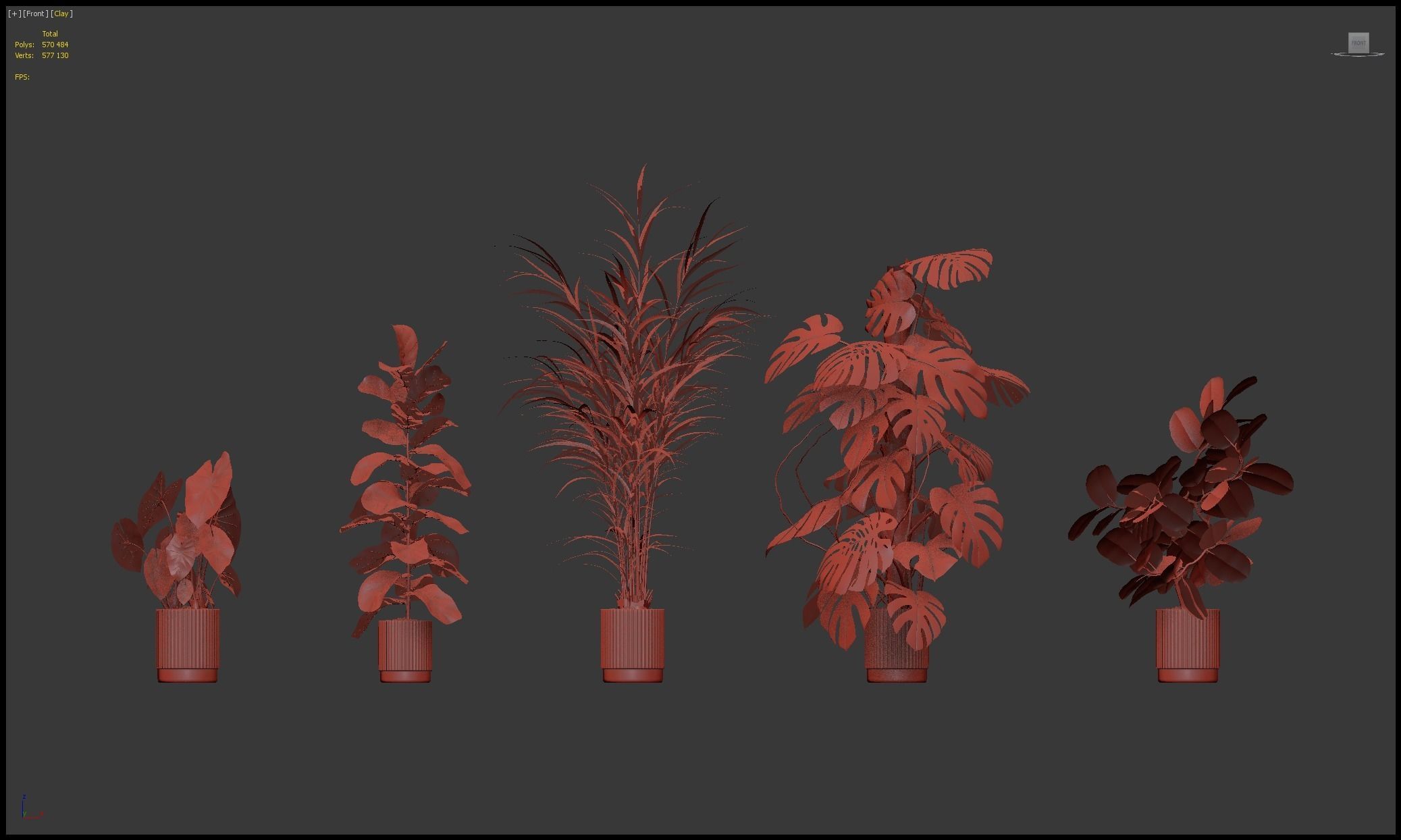 Plants collection 202 - ficus palm alocasia monstera lyrata 3D model_20