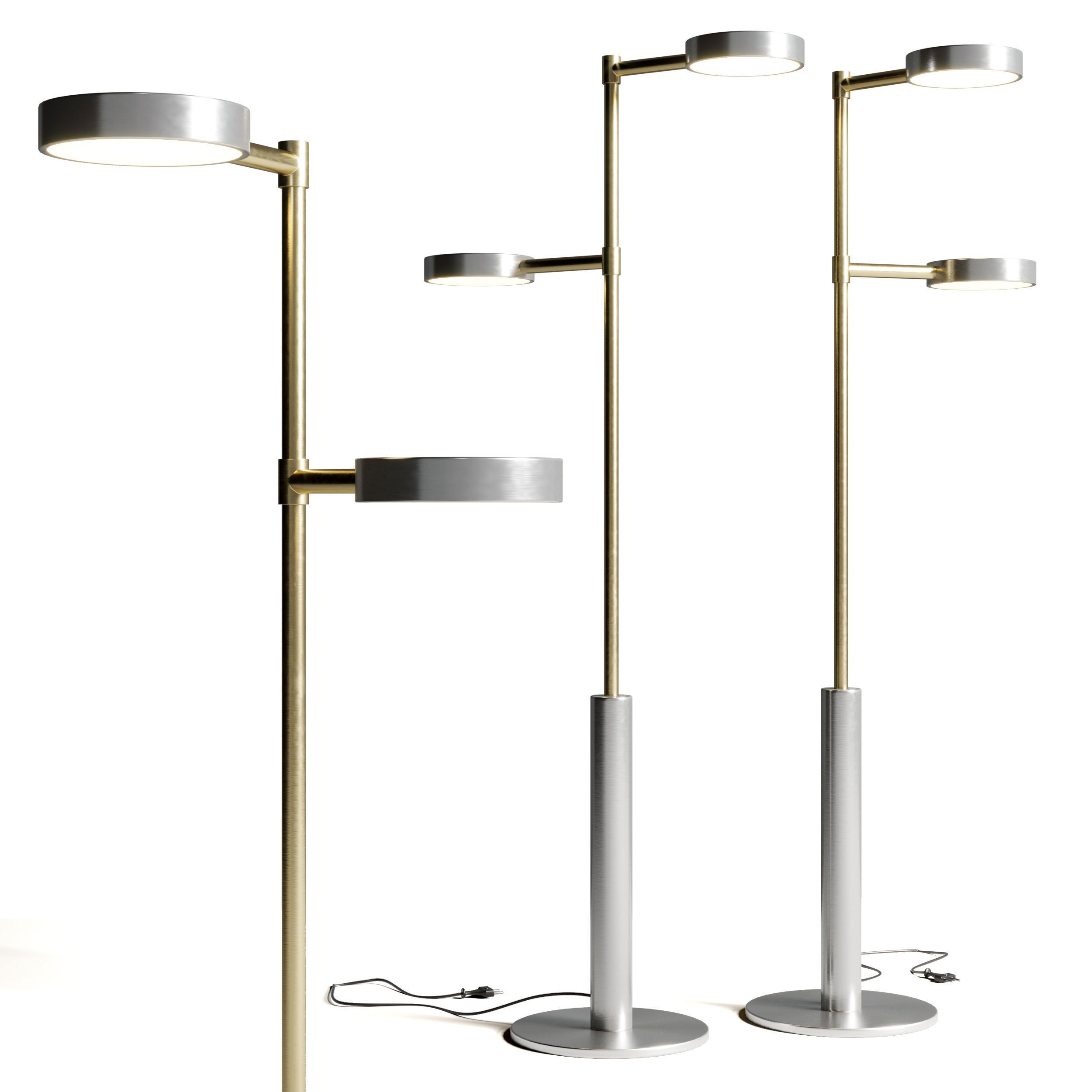 Two Cylinders Floor Light Low-poly 3D model_1