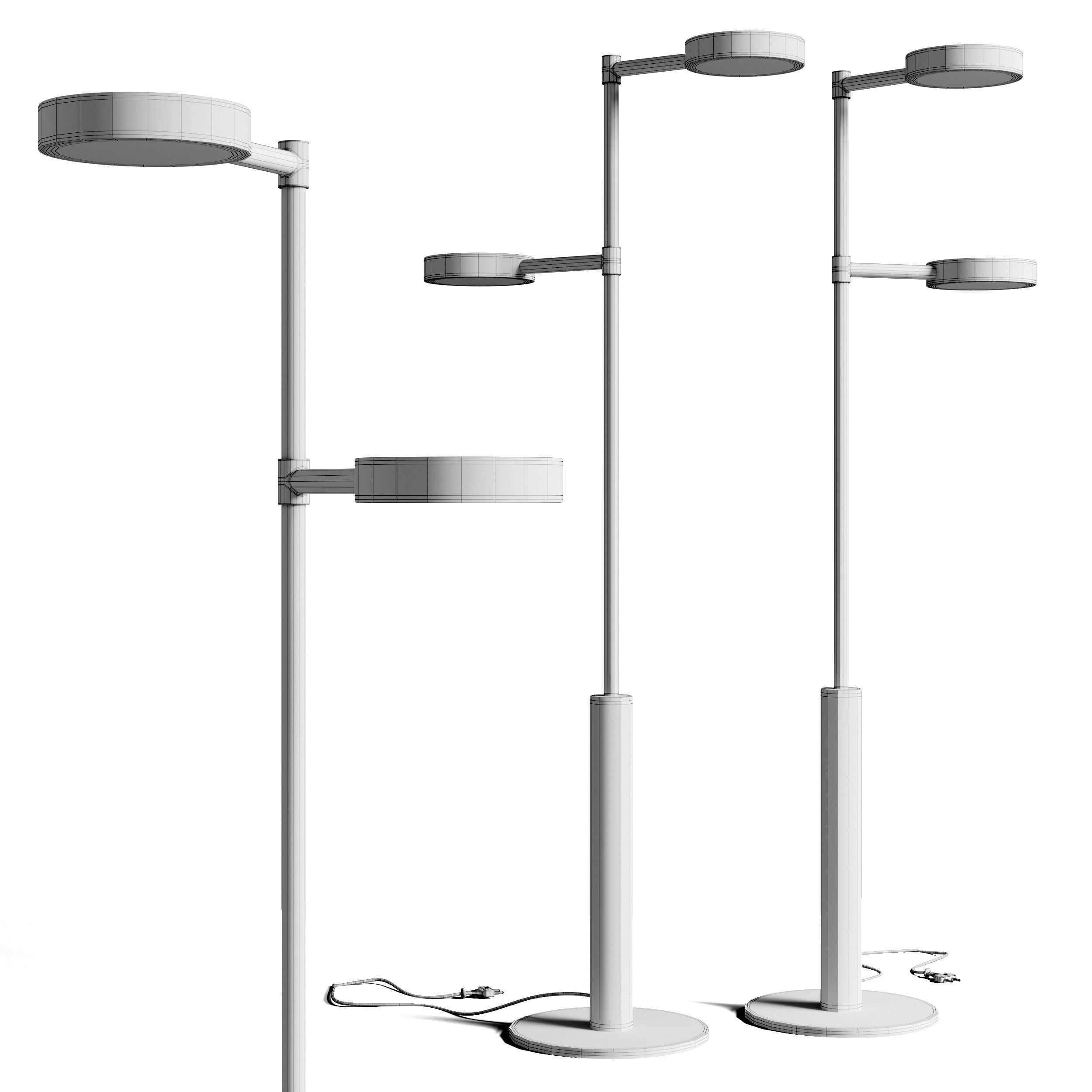 Two Cylinders Floor Light Low-poly 3D model_2