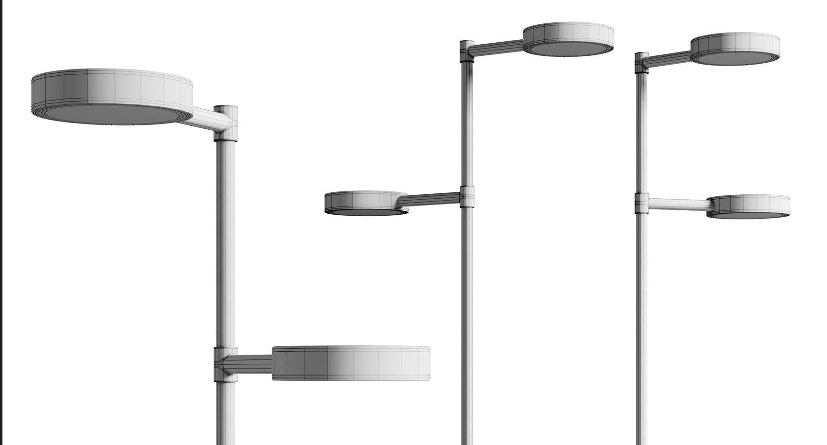 Two Cylinders Floor Light Low-poly 3D model_8