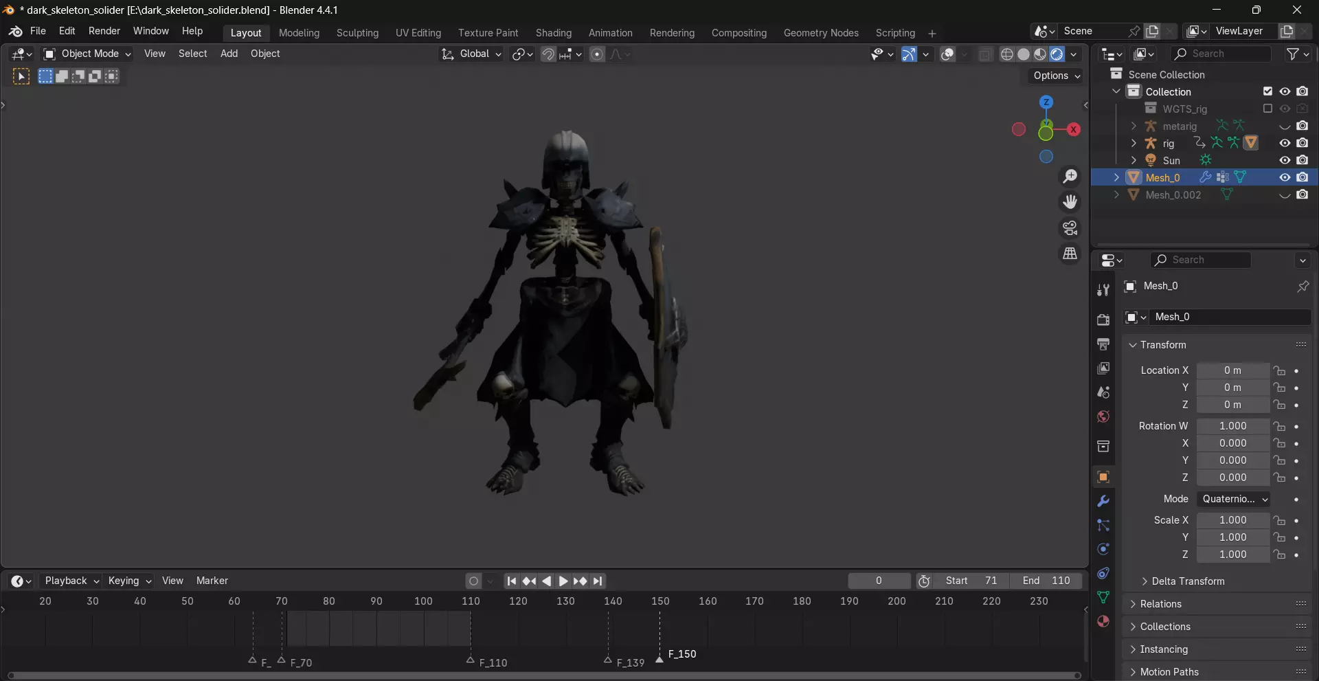 skeleton knight Low-poly 3D model_0