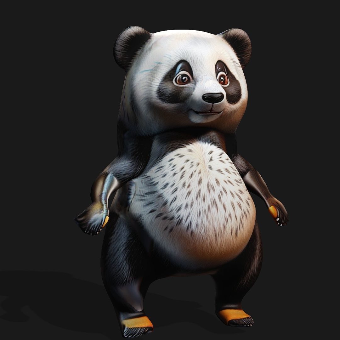 Panda Bear Low-poly 3D model_4