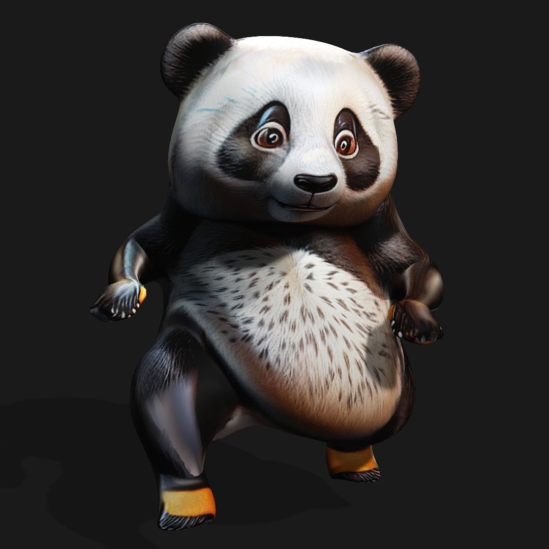Panda Bear Low-poly 3D model_2