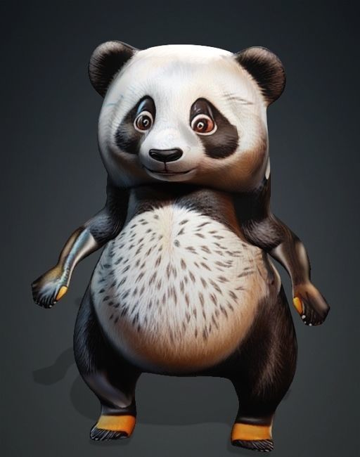 Panda Bear Low-poly 3D model_6