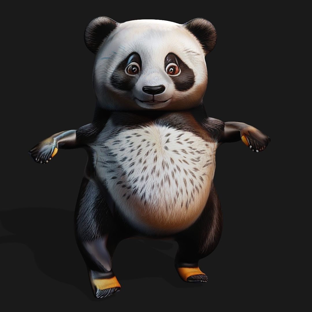 Panda Bear Low-poly 3D model_5