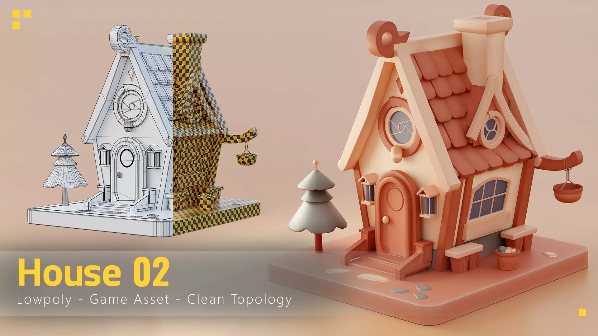 Stylized House 02 Low-poly 3D model_0