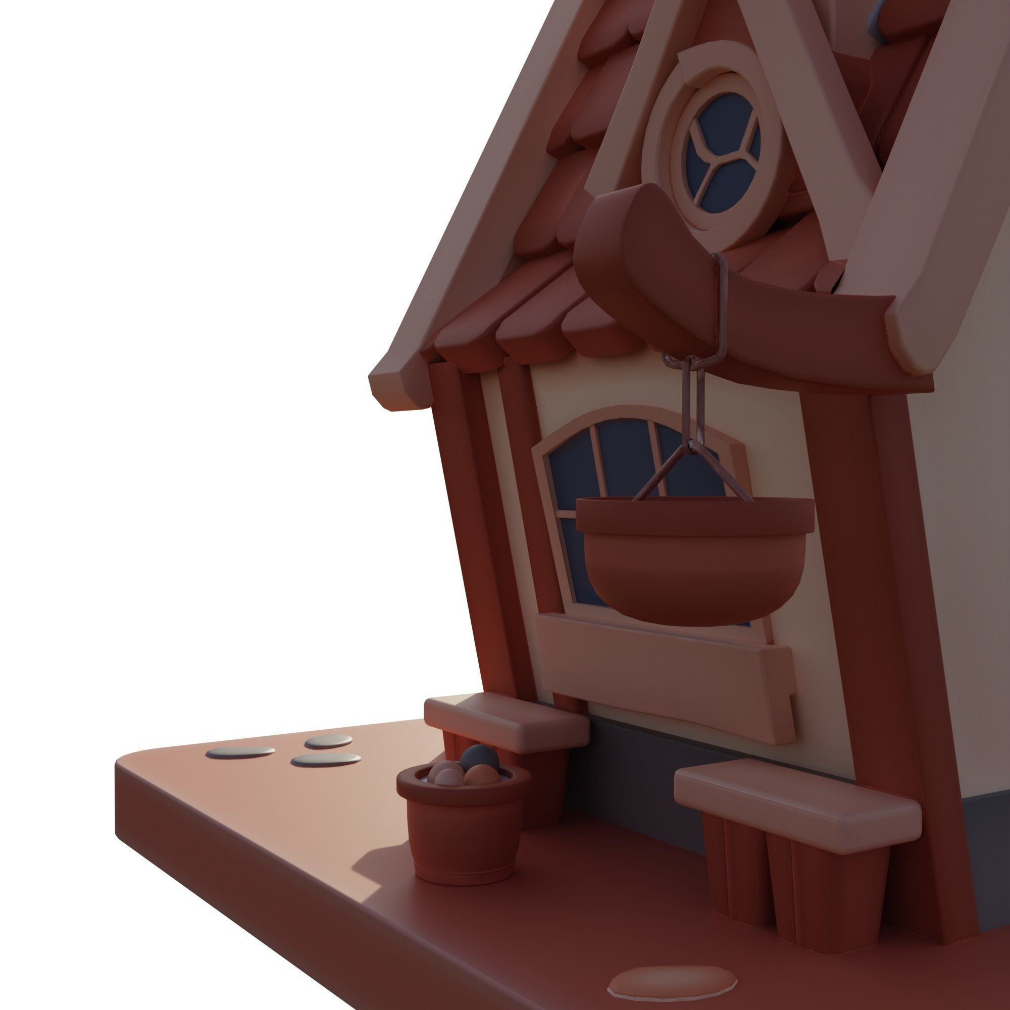 Stylized House 02 Low-poly 3D model_6