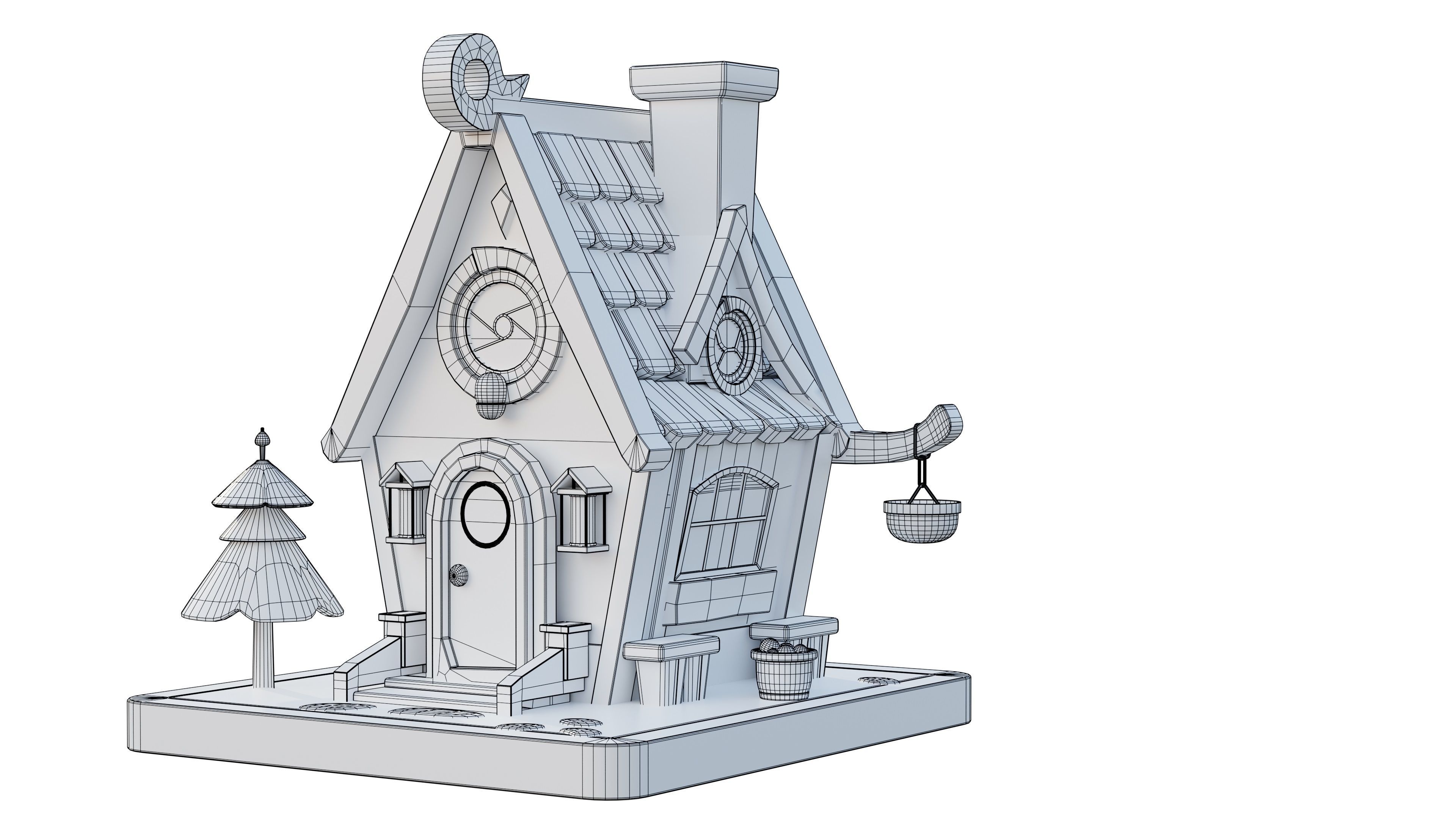 Stylized House 02 Low-poly 3D model_2