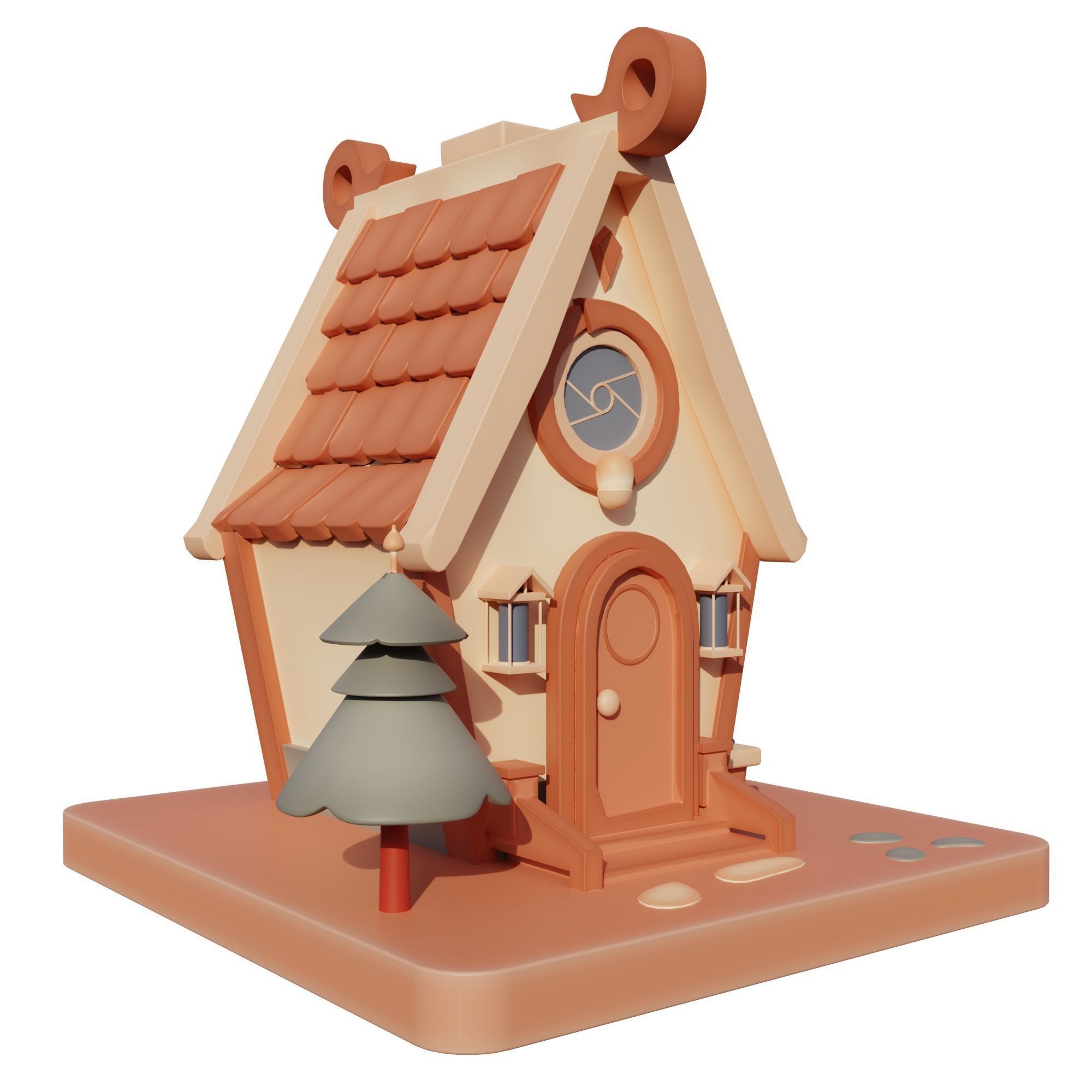 Stylized House 02 Low-poly 3D model_5