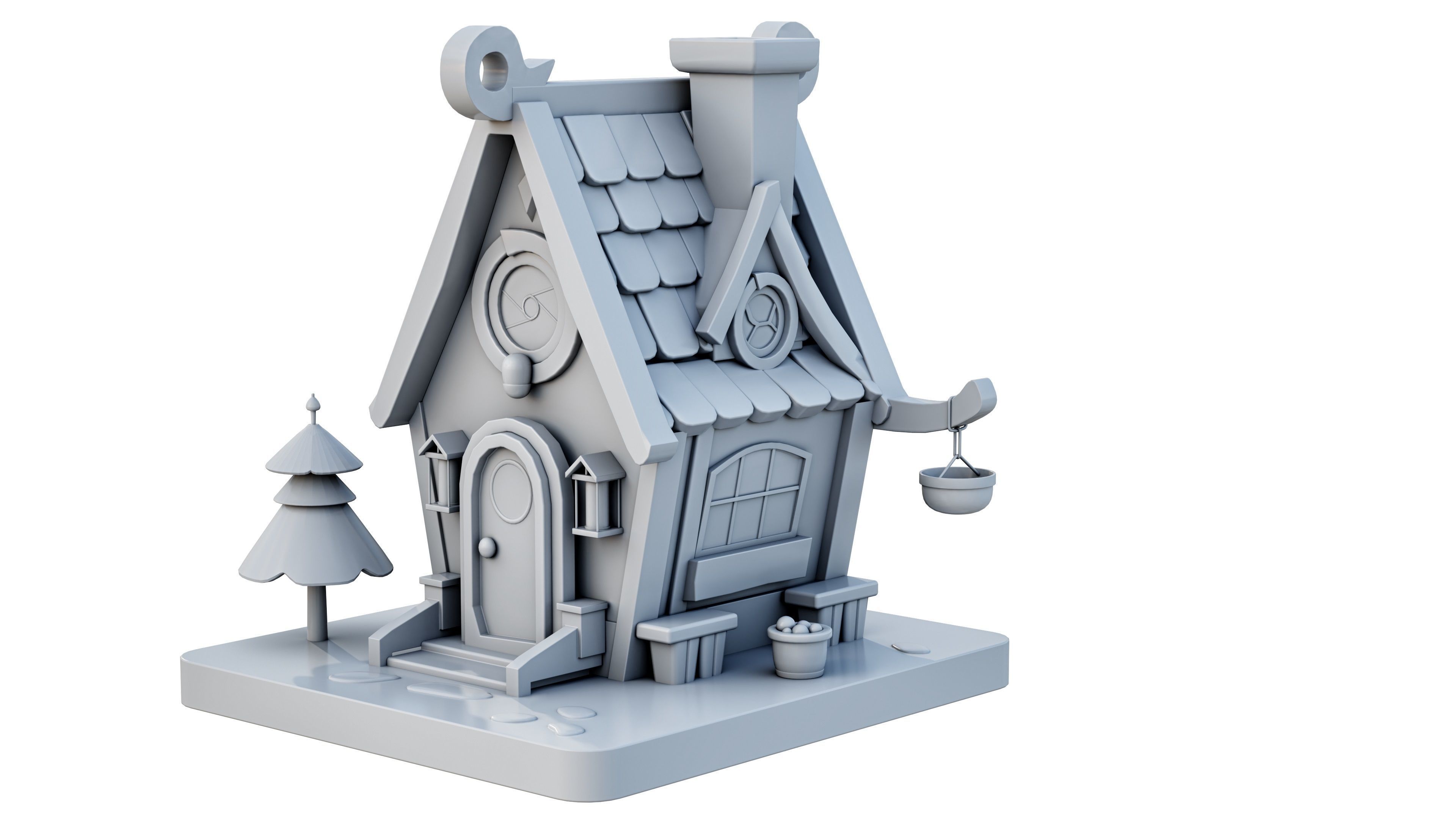 Stylized House 02 Low-poly 3D model_1
