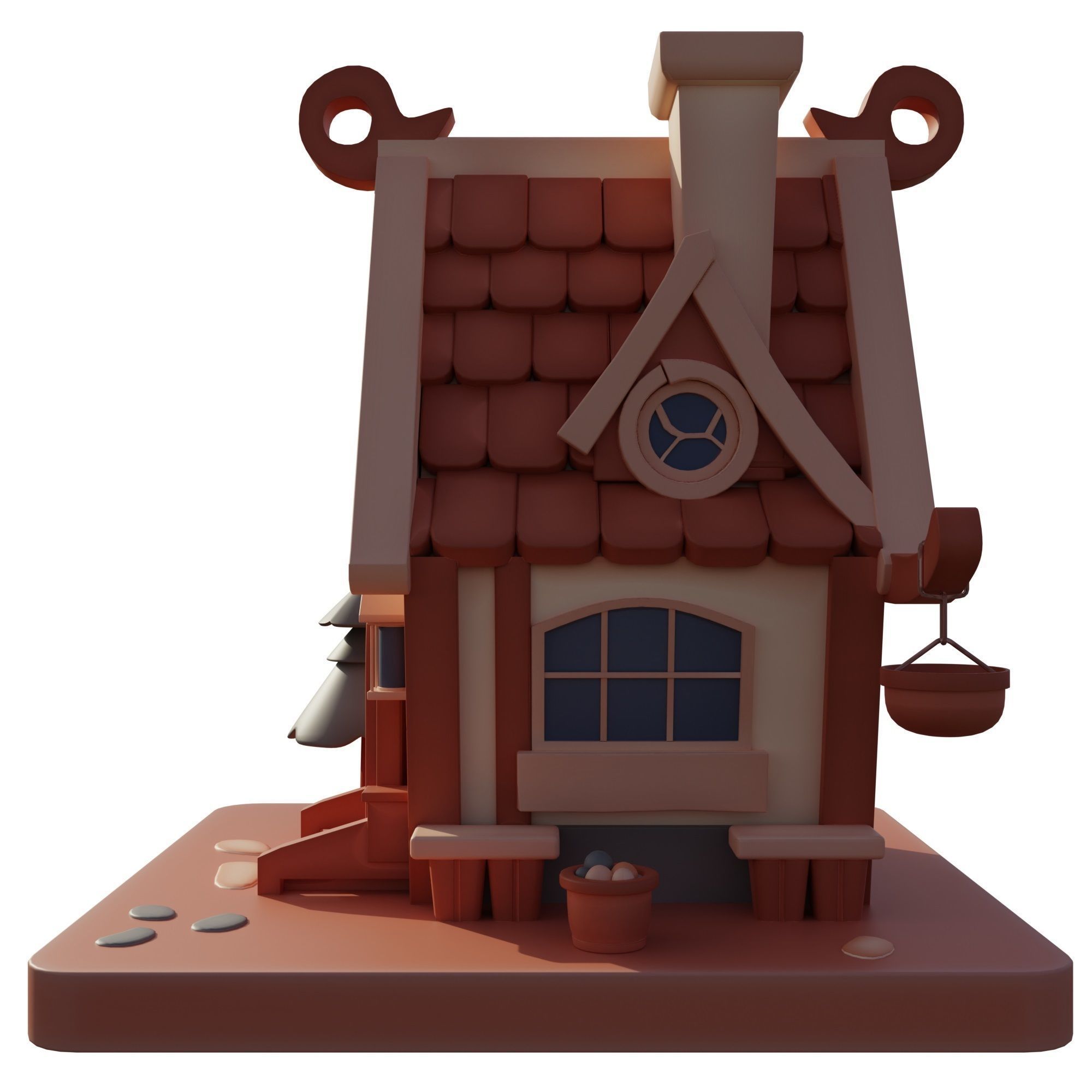 Stylized House 02 Low-poly 3D model_4