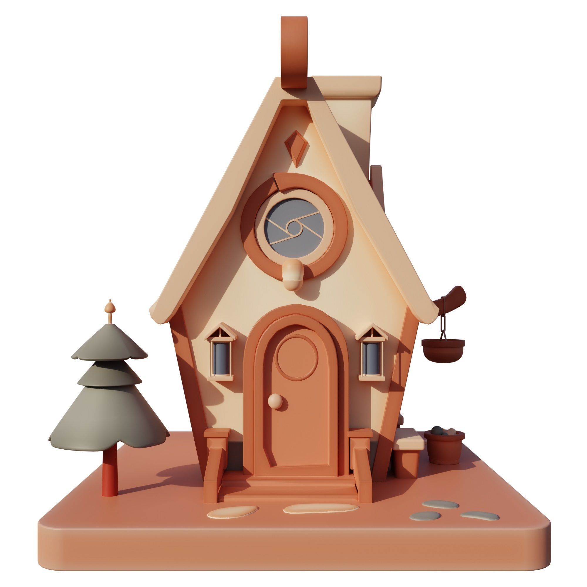 Stylized House 02 Low-poly 3D model_7