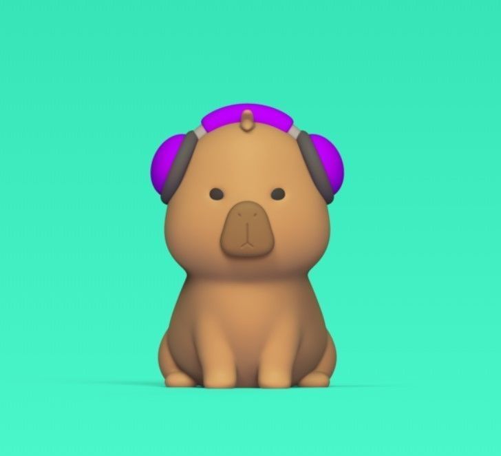 Capybara with Headset 3D print model_1