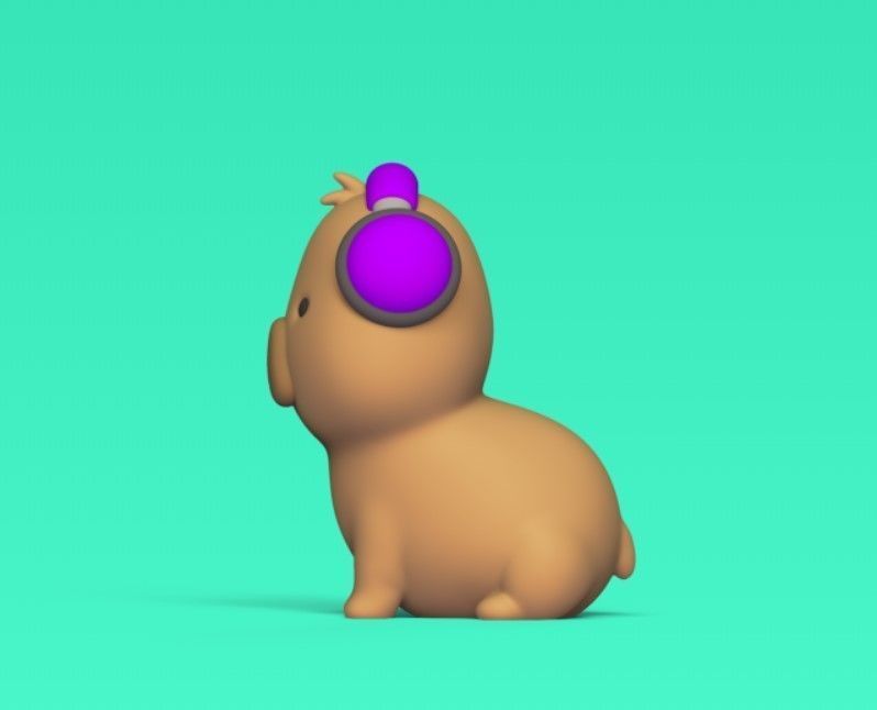 Capybara with Headset 3D print model_3