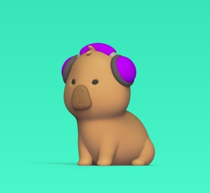 Capybara with Headset 3D print model_2