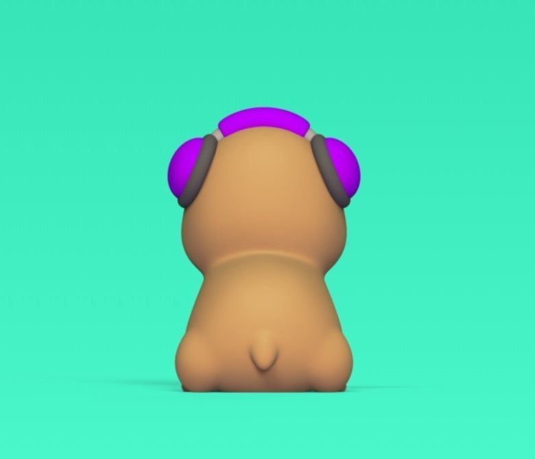 Capybara with Headset 3D print model_4