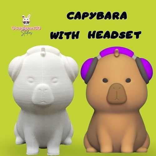 Capybara with Headset 3D print model