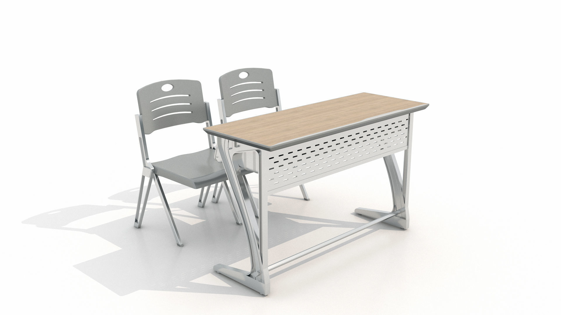 School Desk and Chair  3D model_6