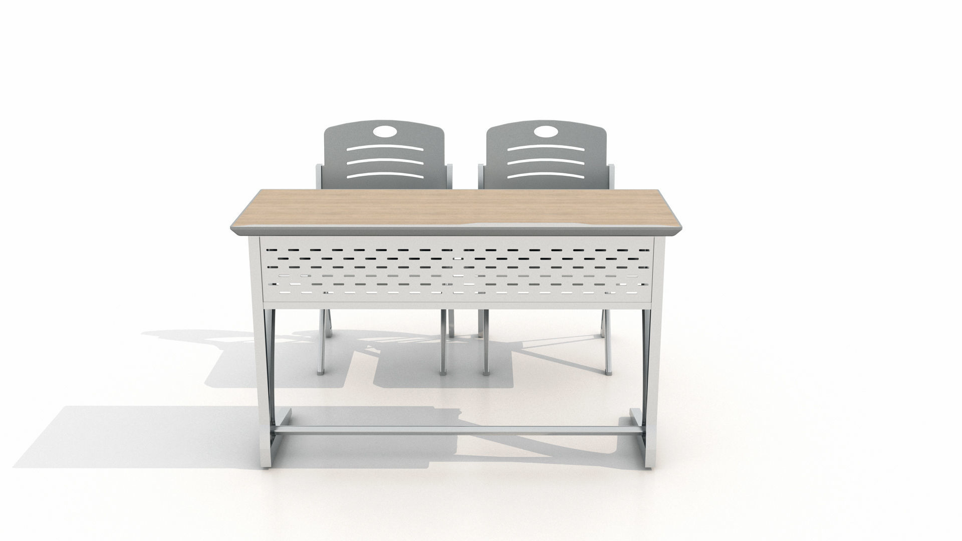 School Desk and Chair  3D model_7
