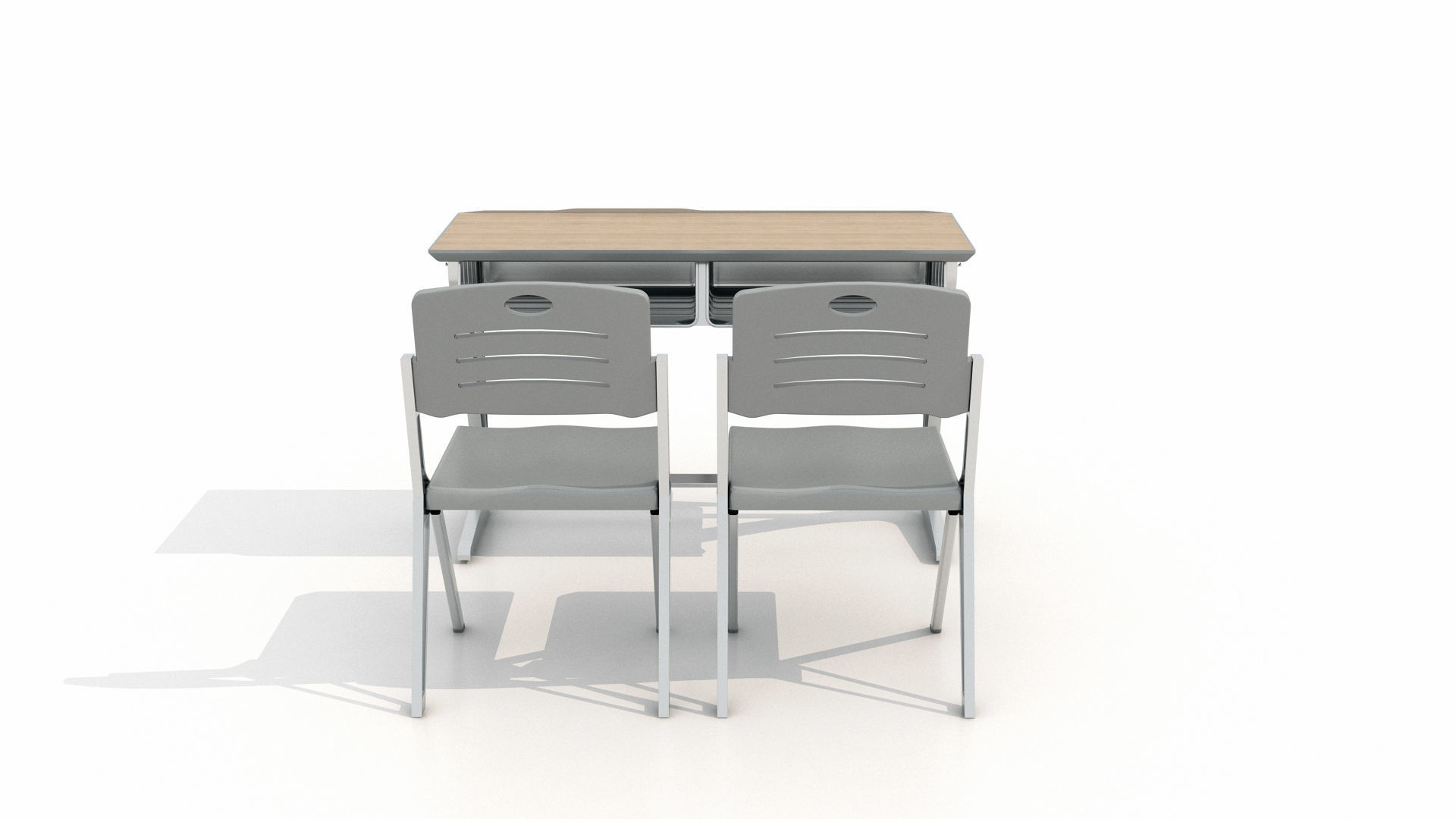 School Desk and Chair  3D model_3