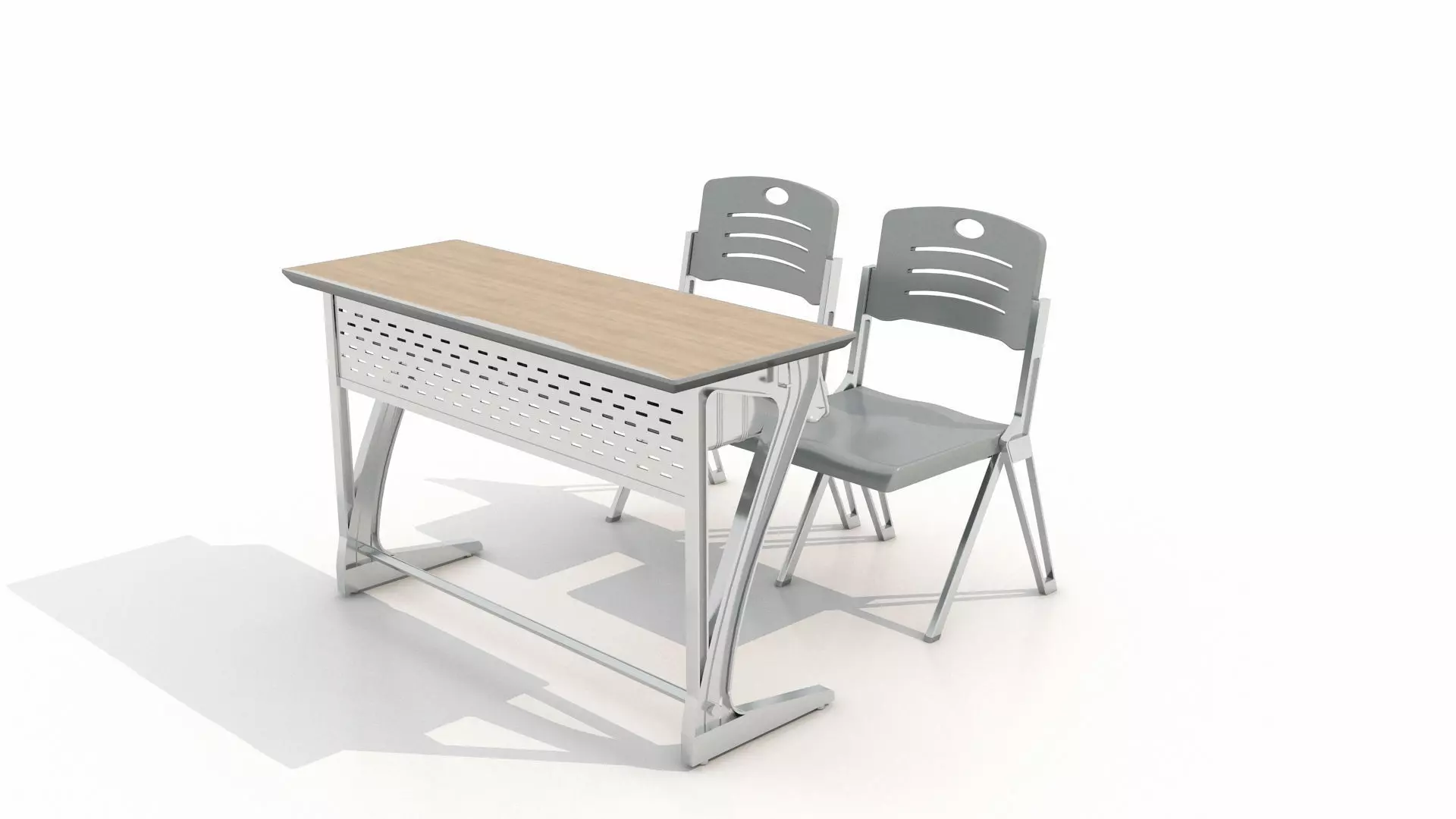 School Desk and Chair  3D model_0
