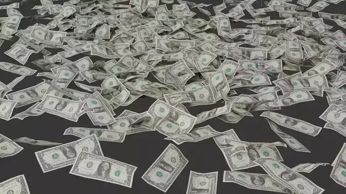 One Dollar Currency Stack Low-poly 3D model