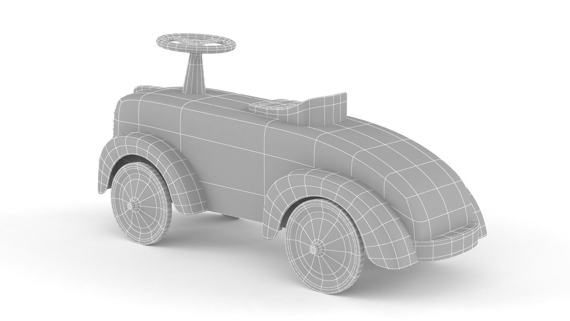Retro Push Car 3D model_8