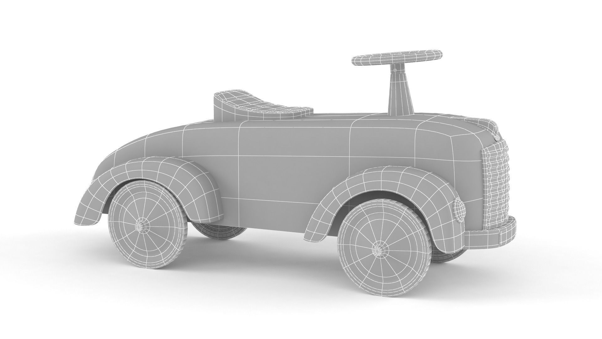 Retro Push Car 3D model_5