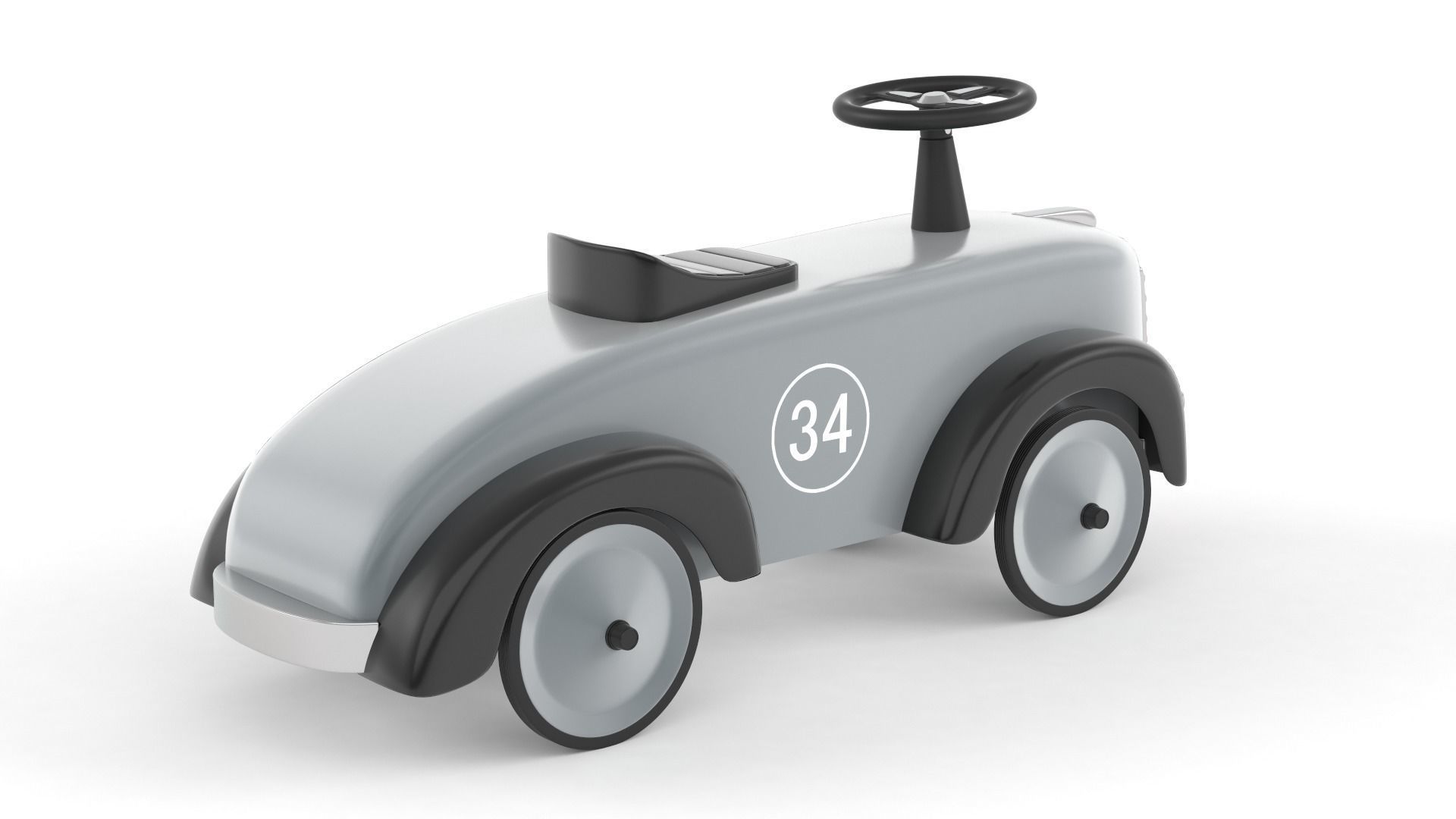 Retro Push Car 3D model_2