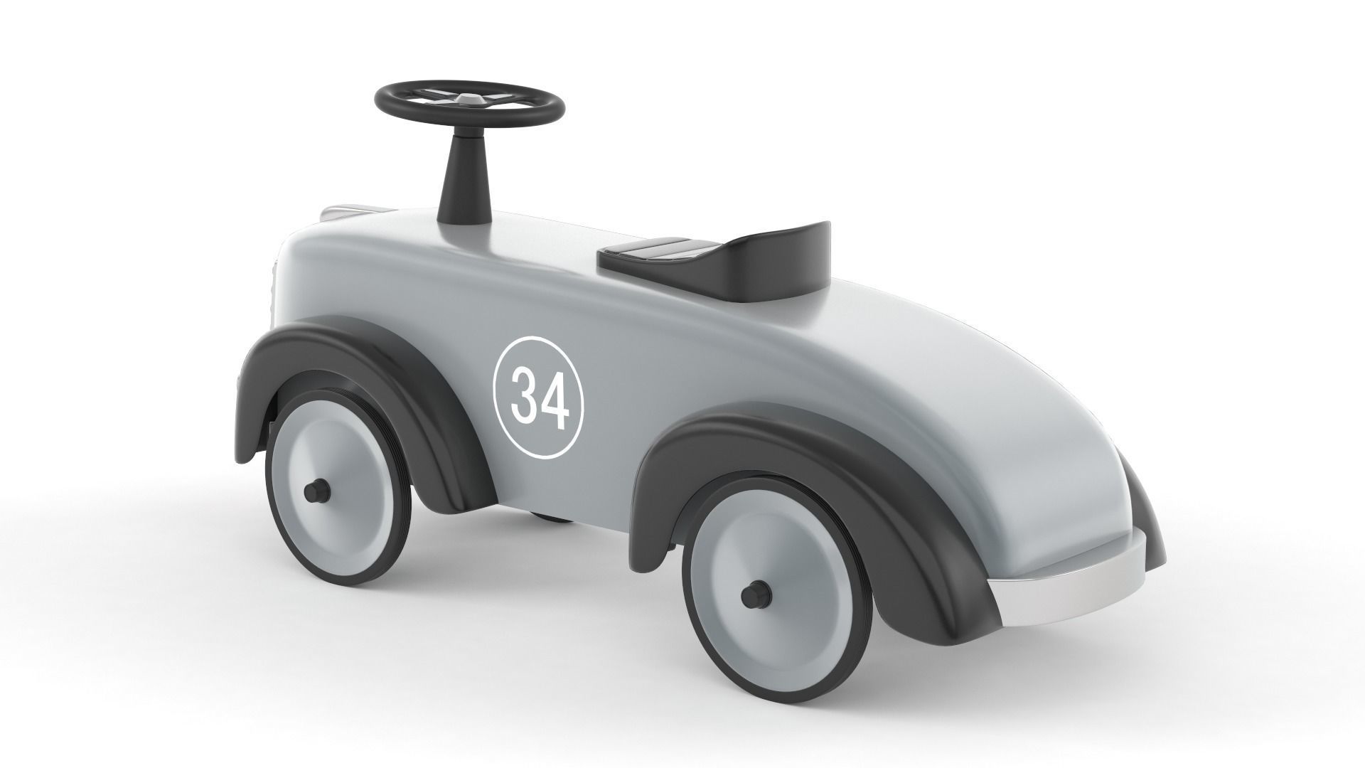 Retro Push Car 3D model_4