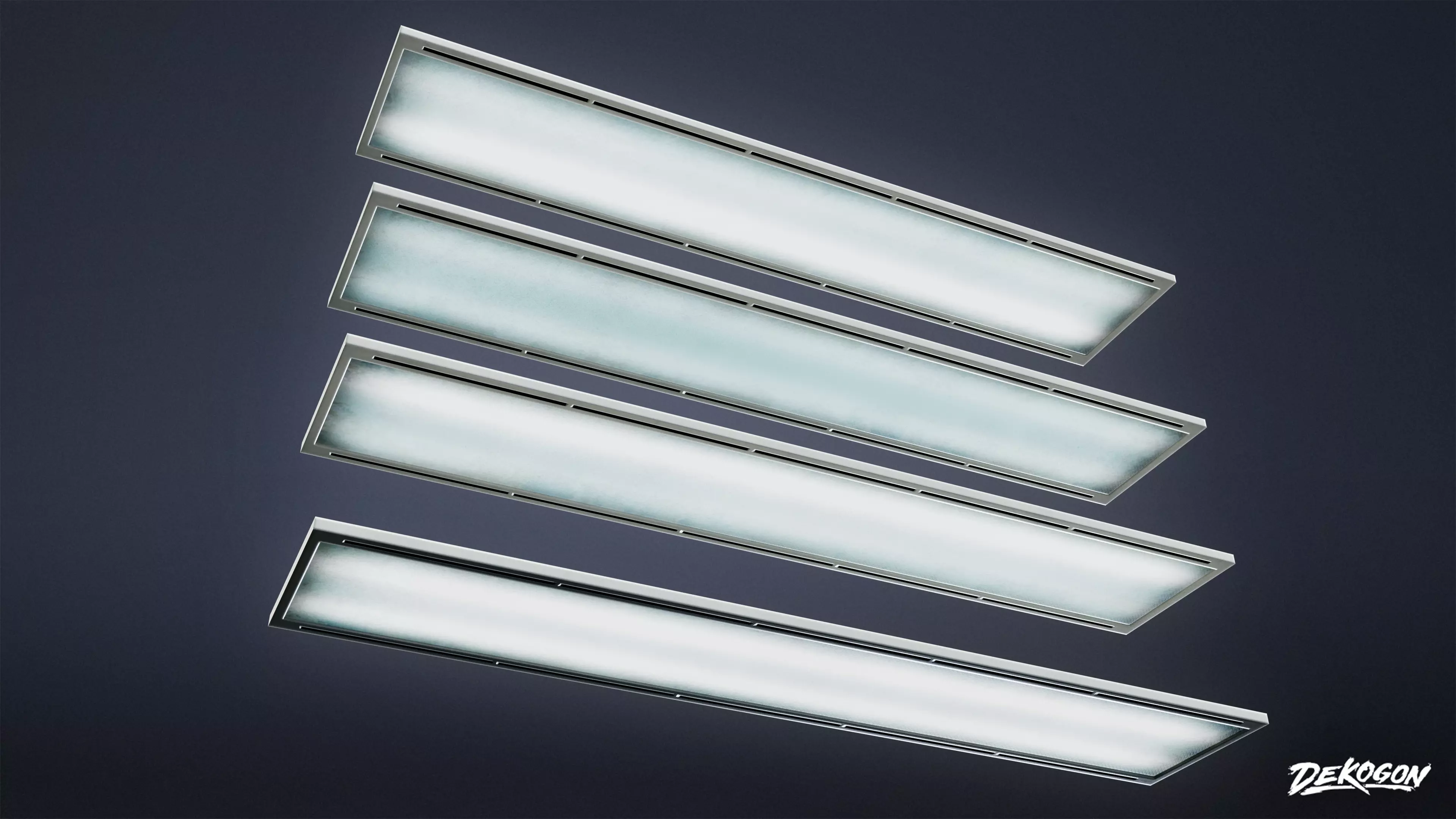 FIRING RANGE - Ceiling Light Flat 01 - LOW POLY Low-poly 3D model_0