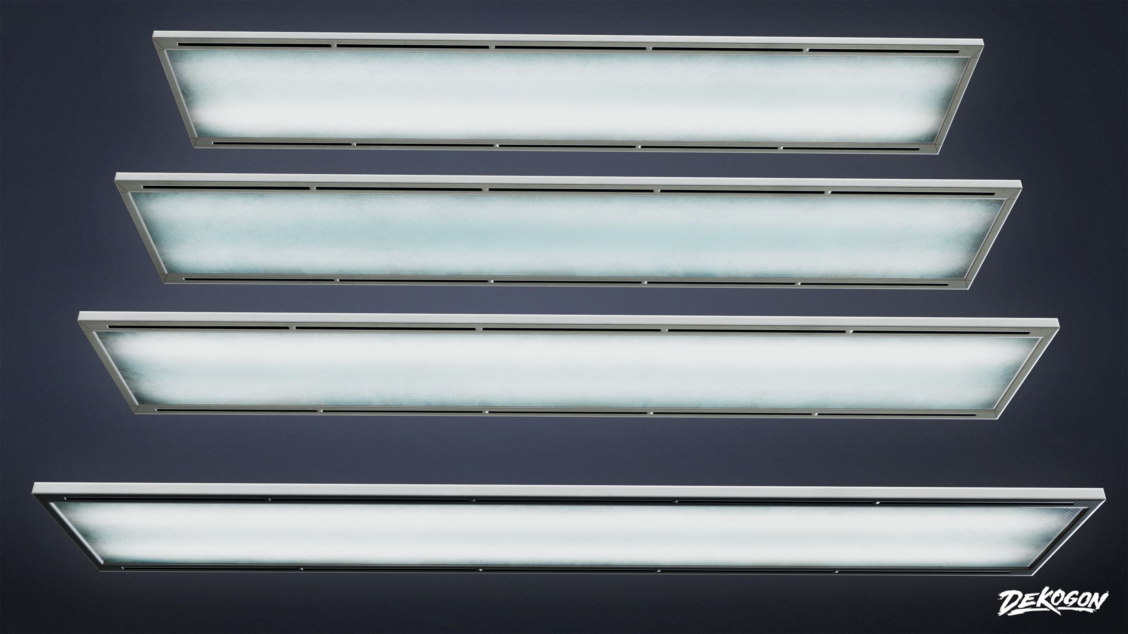 FIRING RANGE - Ceiling Light Flat 01 - LOW POLY Low-poly 3D model_2