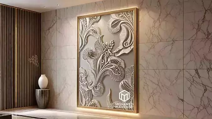 Modern Wall Panel Relief for CNC and 3D Printing 06  3D print model