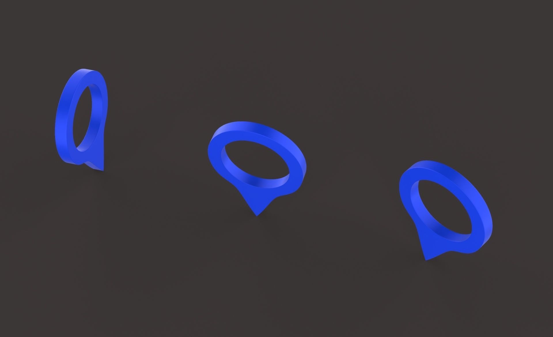 Pin 005 - Map Pointer Basic Blue Low-poly 3D model_8