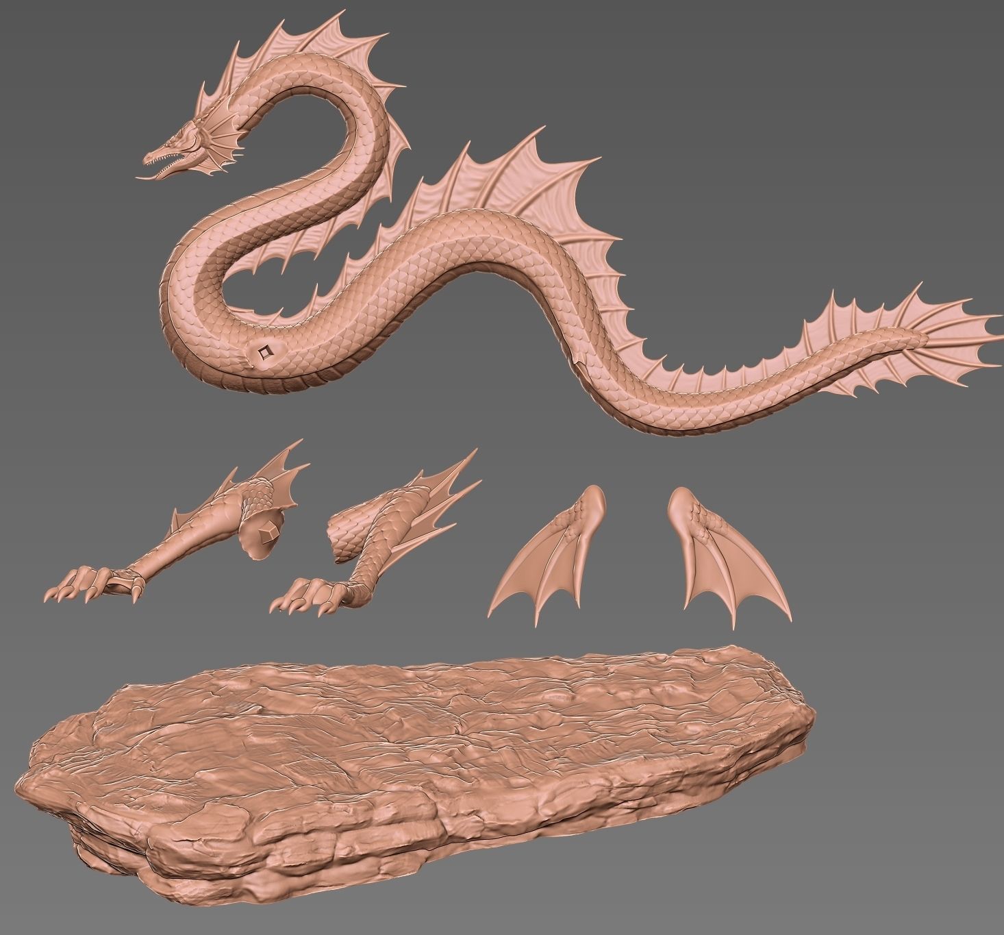 Ancient Sea Dragon above a Rock 3D print model_4