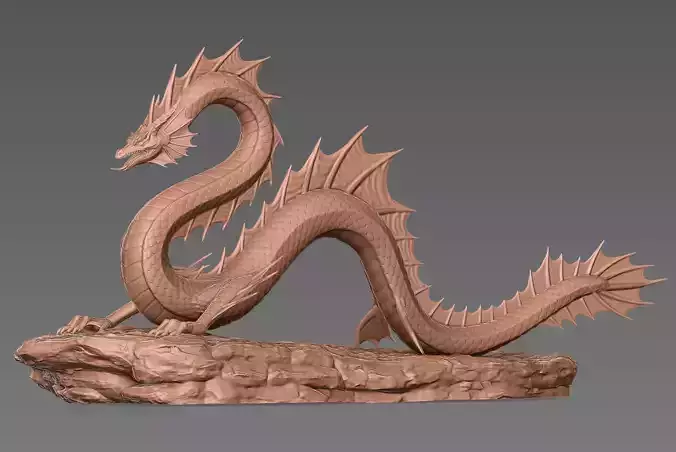 Ancient Sea Dragon above a Rock 3D print model