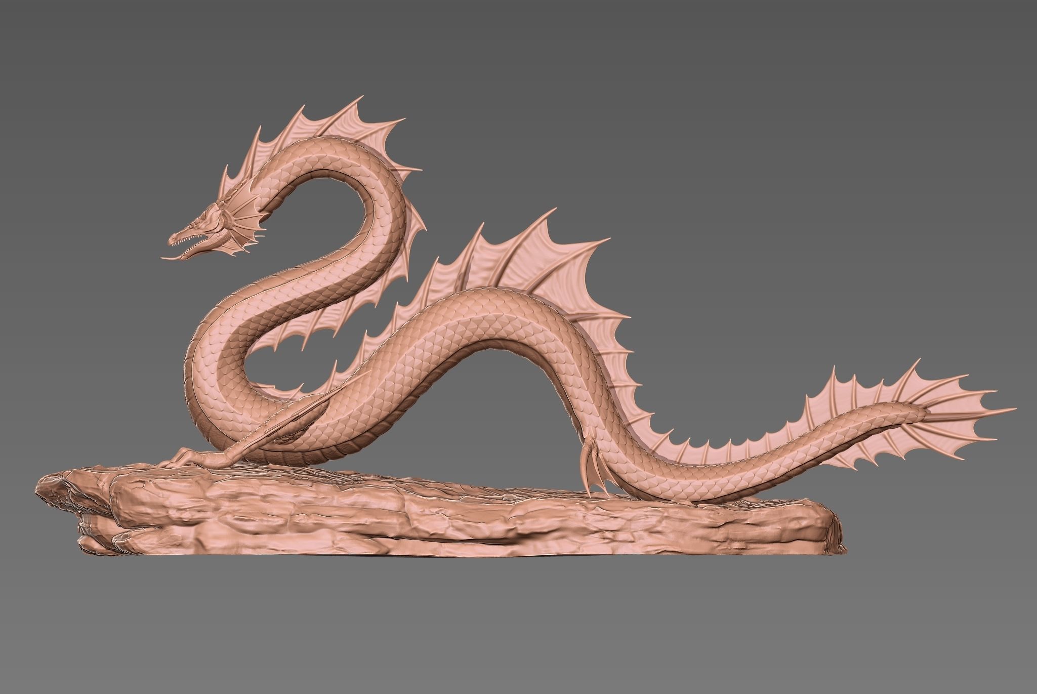 Ancient Sea Dragon above a Rock 3D print model_2