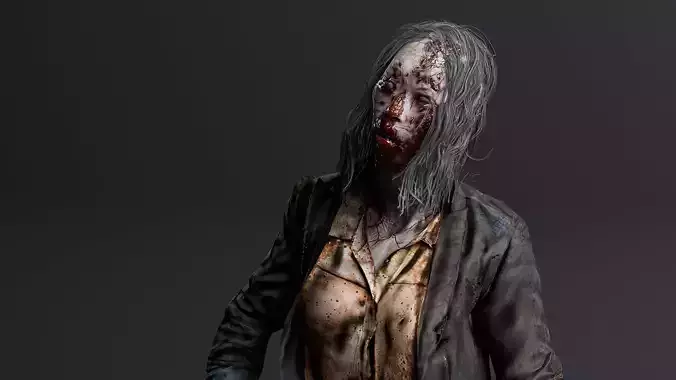 REALISTIC FEMALE ZOMBIE5 V2 Low-poly 3D model