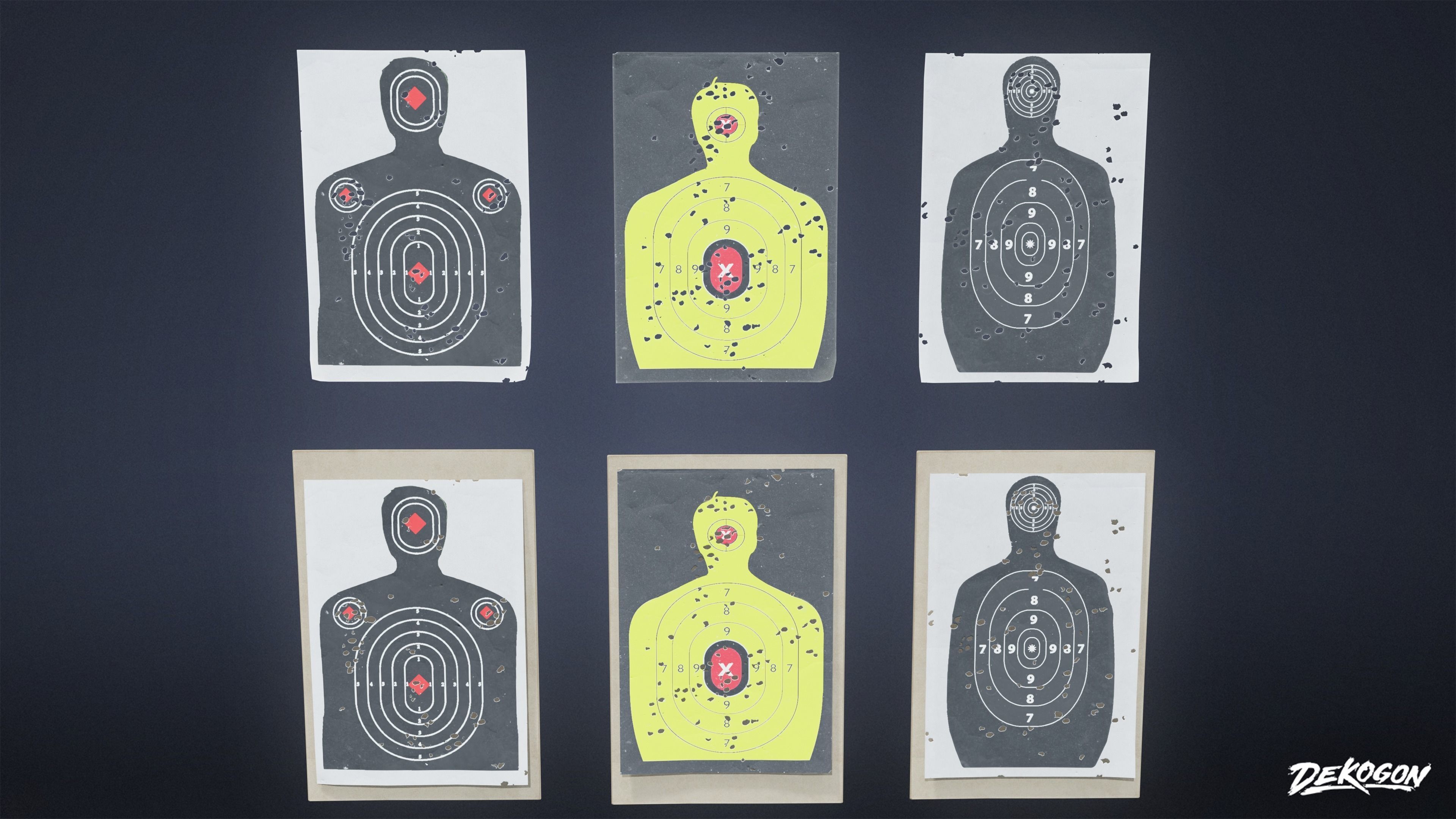 FIRING RANGE - Paper Targets 01 - LOW POLY Low-poly 3D model_1