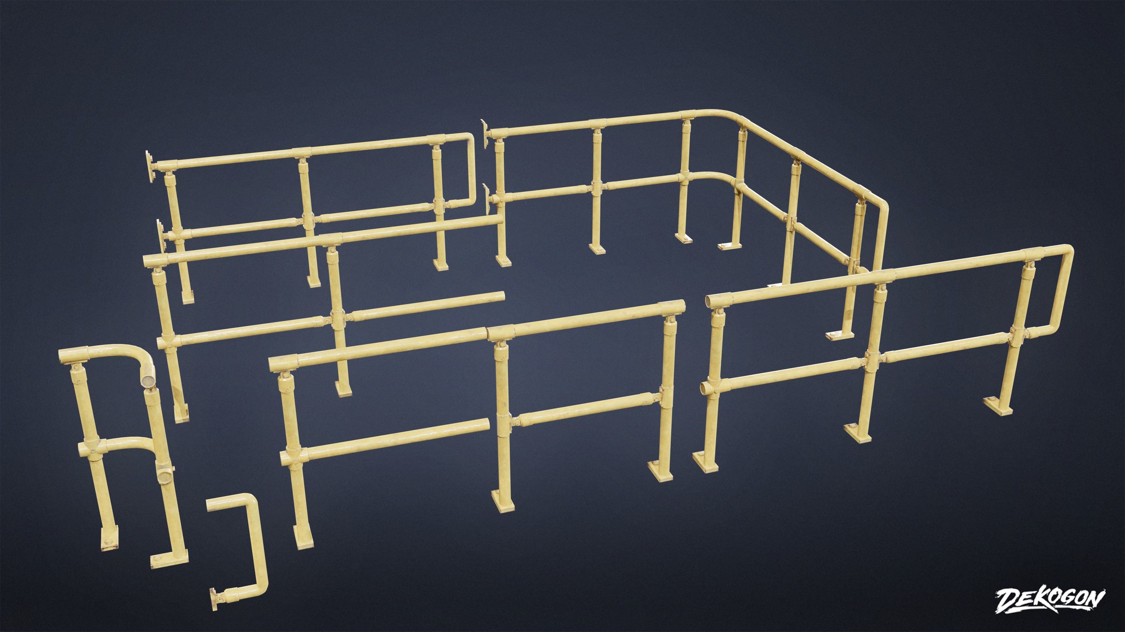 FIRING RANGE - Railing 01 - LOW POLY Low-poly 3D model_1
