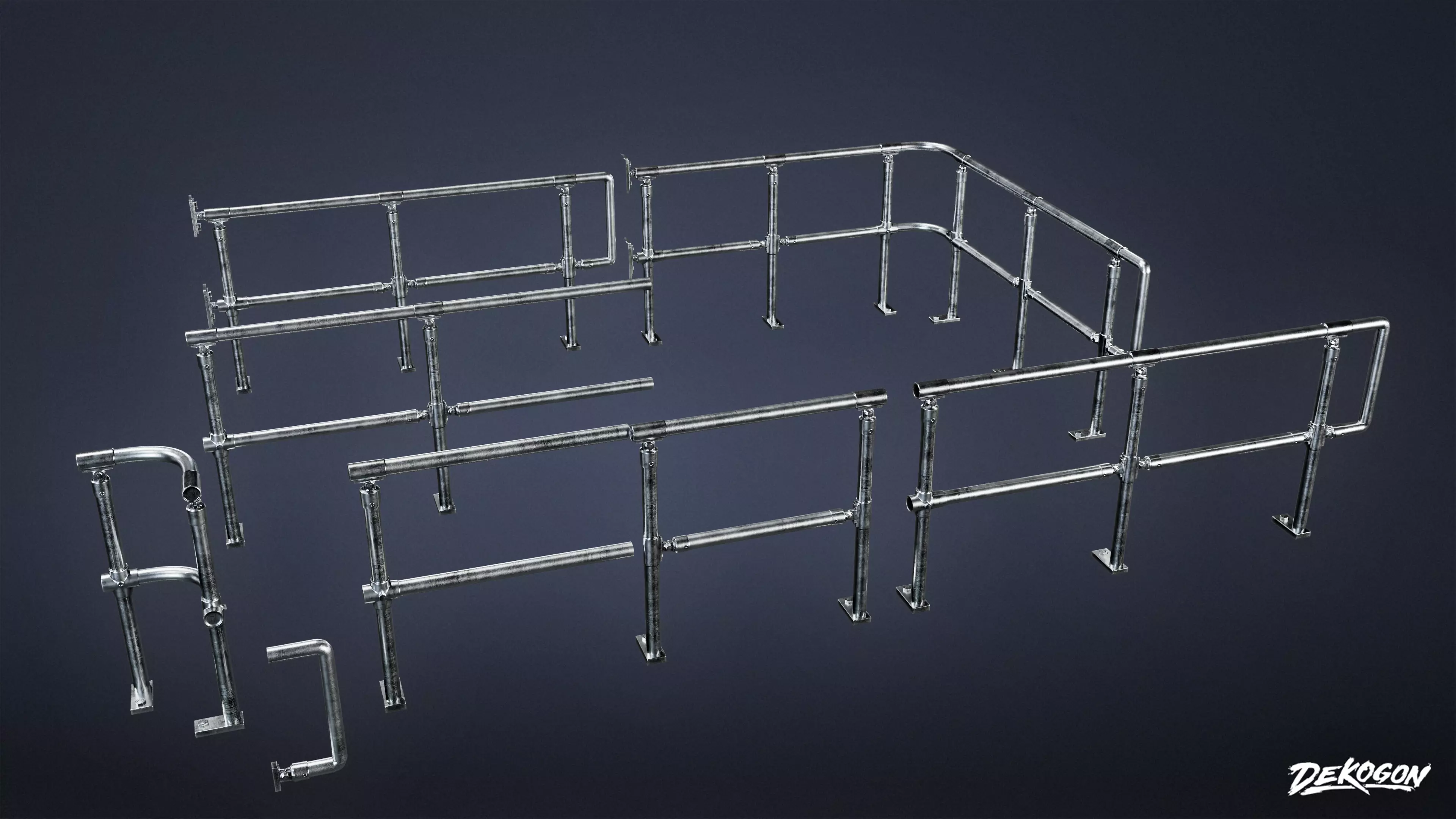 FIRING RANGE - Railing 01 - LOW POLY Low-poly 3D model_0