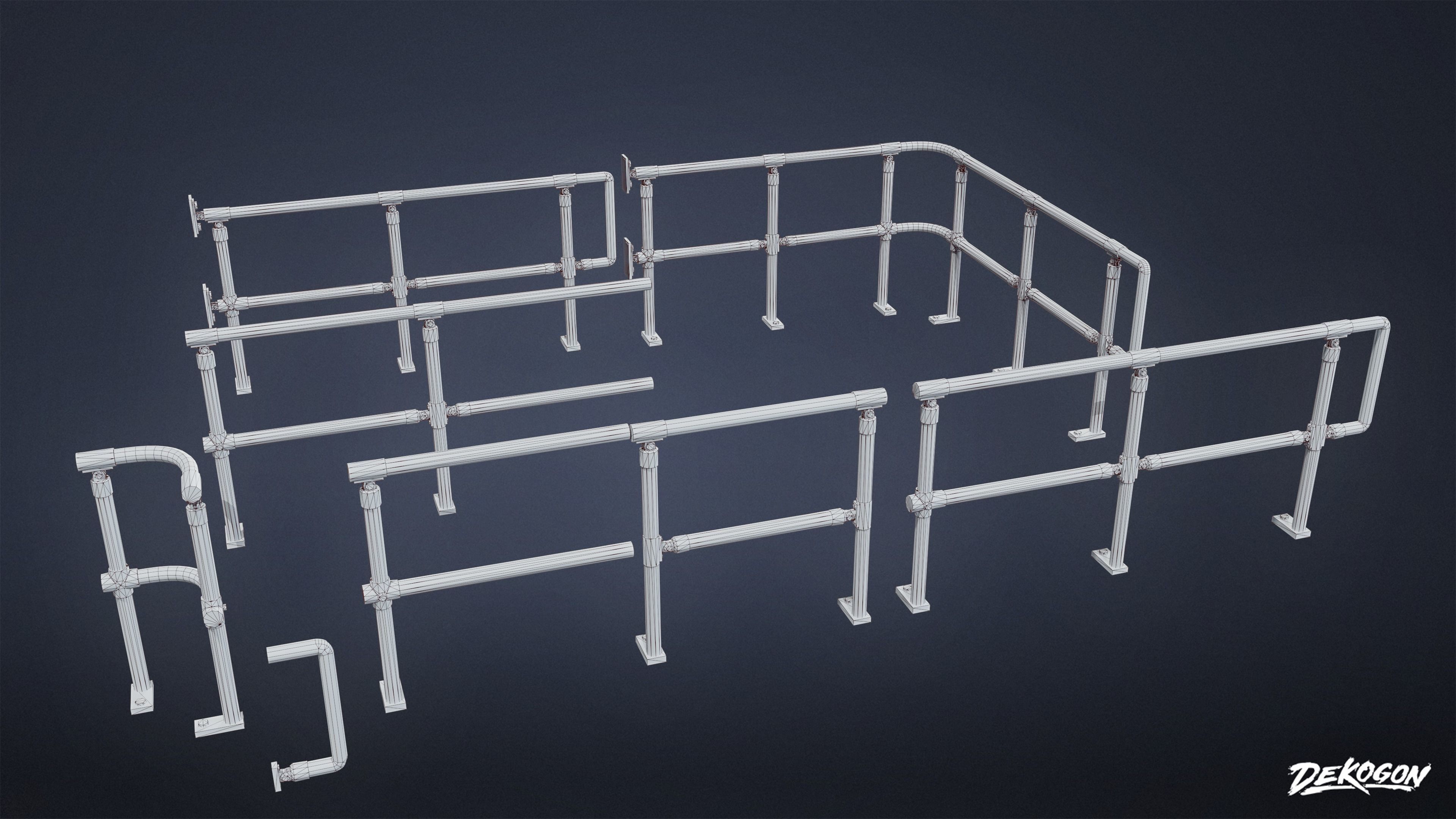 FIRING RANGE - Railing 01 - LOW POLY Low-poly 3D model_2