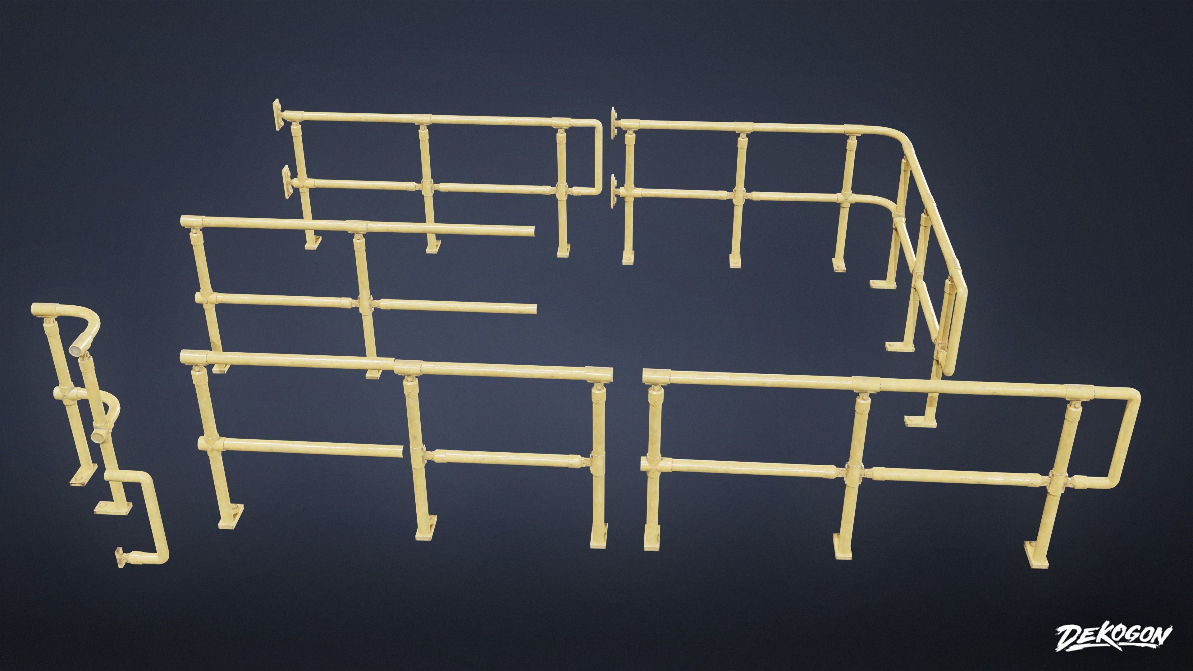 FIRING RANGE - Railing 01 - LOW POLY Low-poly 3D model_4
