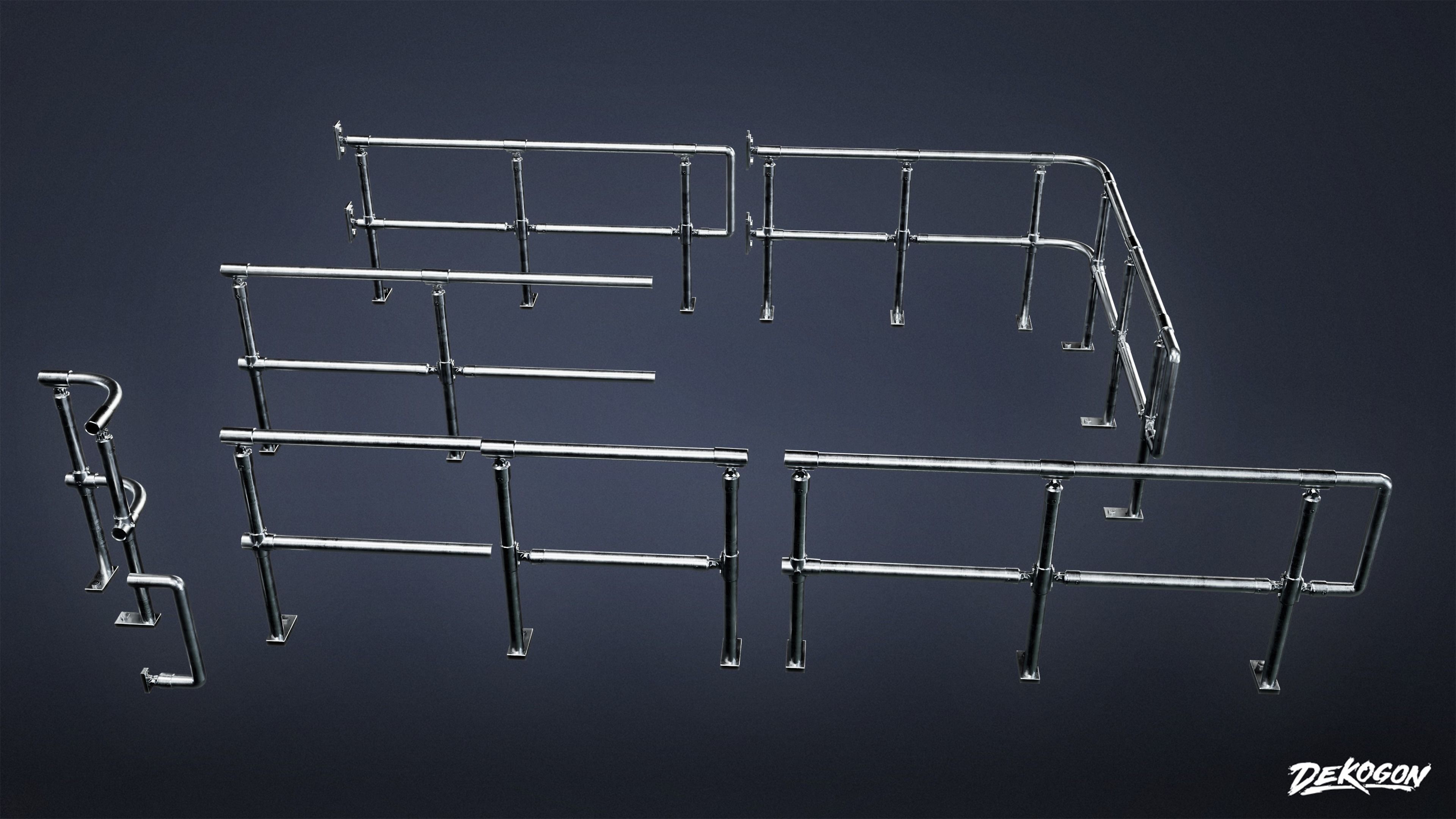 FIRING RANGE - Railing 01 - LOW POLY Low-poly 3D model_3